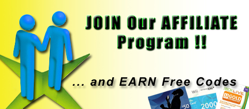 Become our affiliate and earn free codes!